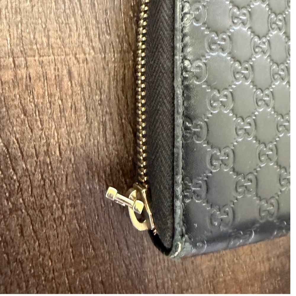 Gucci Guccissima Zip Around Wallet Black Leather GG Embossed Long Wallet - Picture 3 of 14
